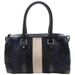 Gucci Boston Sherry Monogram Web 868854 Black Canvas Shoulder Bag