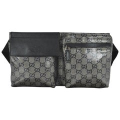 Gucci Monogram Crystal Gg Fanny Pack Belt 868029 Grey Canvas Cross Body Bag