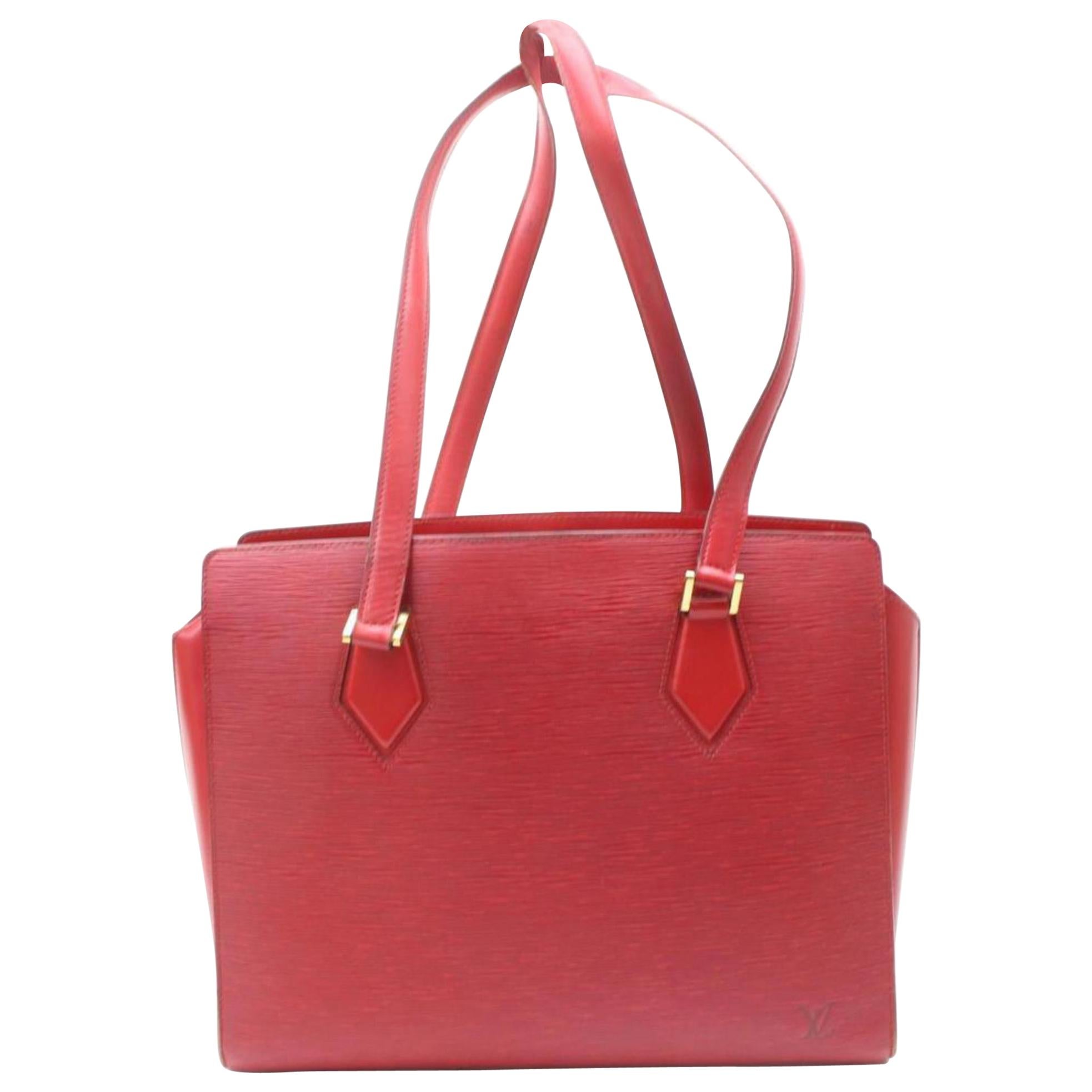 Louis Vuitton Epi Castillian Duplex Tote 869545 Red Leather Shoulder Bag For Sale