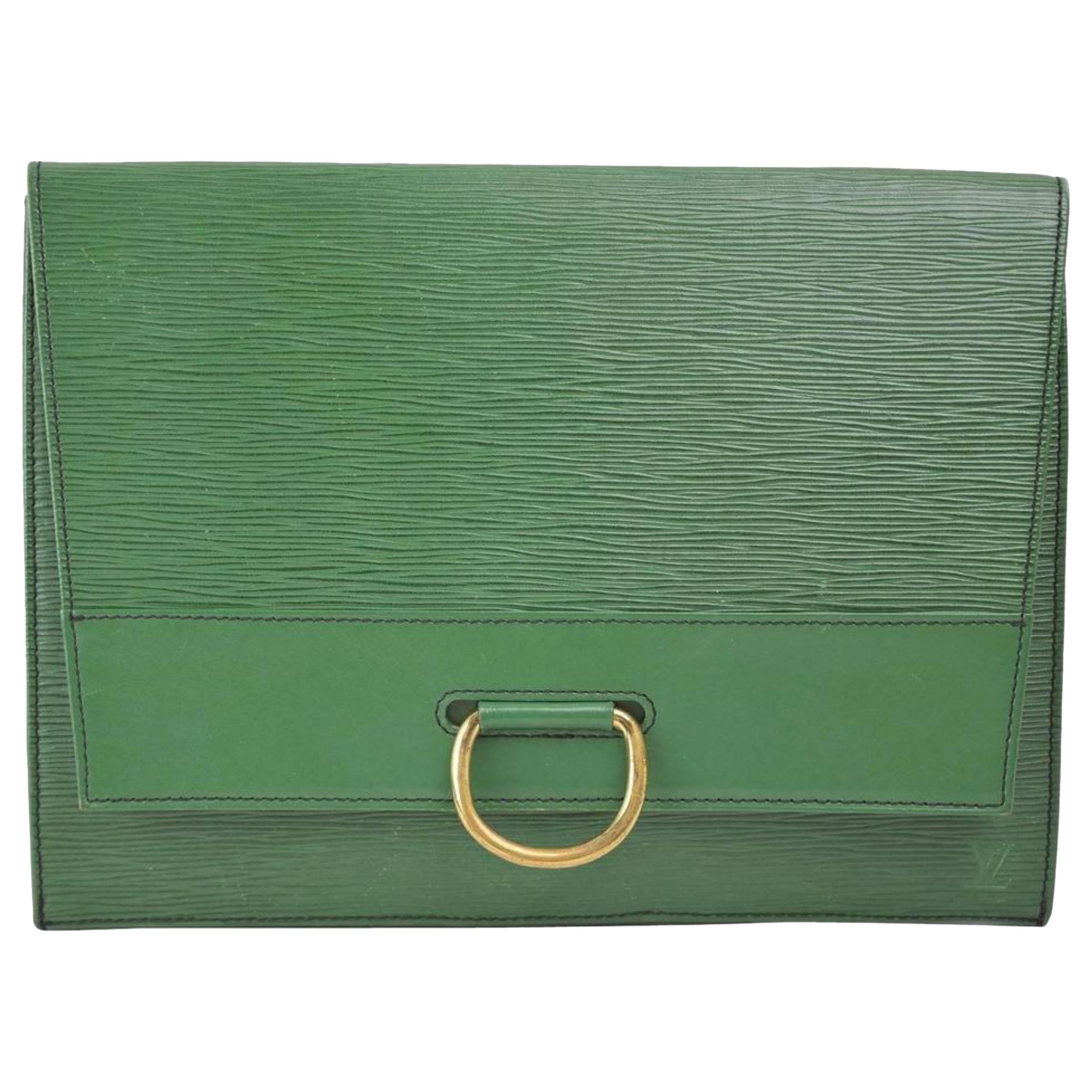 Louis Vuitton Pochette Iena Borneo Folding 868407 Green Leather Clutch For Sale