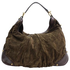 Gucci Large Jockey Hobo 868202 Brown Suede Leather Shoulder Bag