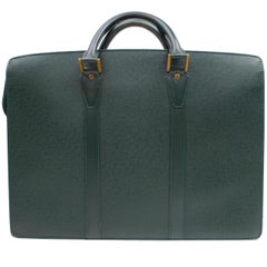 Used Louis Vuitton Porte Epicea Taiga Documents Lozan 868154 Green Leather Laptop Bag