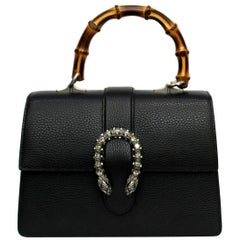 Gucci Black Leather Top Handle Dionysus Bag