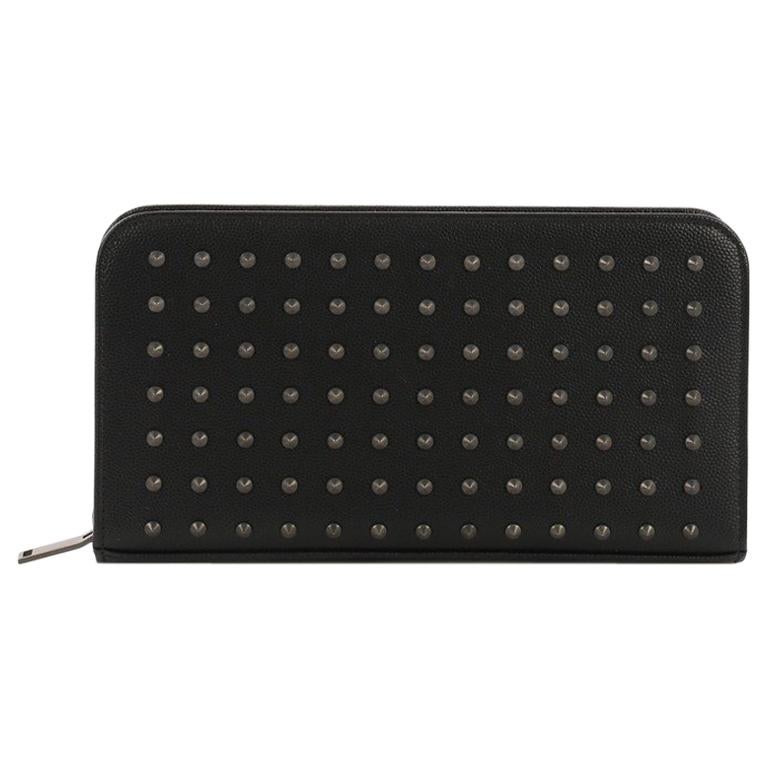 Saint Laurent Zippy Organizer Wallet Spiked Leather at 1stdibs