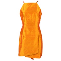 1980s Mila Schön Orange Shantung Silk Dress