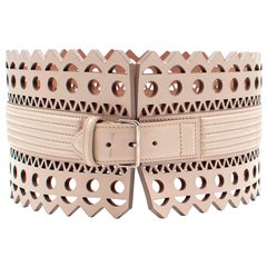 Alaia Beige Leather Waist Belt