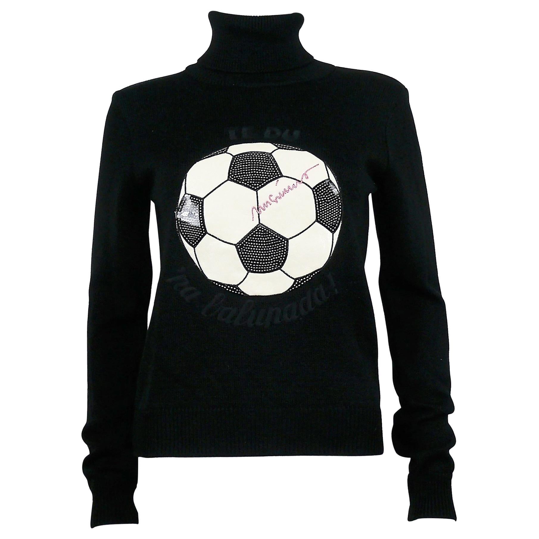 Moschino Vintage Soccer Ball Black Wool Blend Sweater US Size 8
