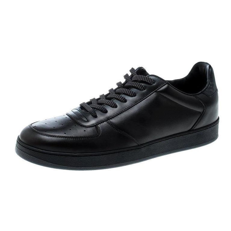Louis Vuitton Black Leather and Monogram Canvas Rivoli Sneakers Size 43 For Sale at 1stdibs