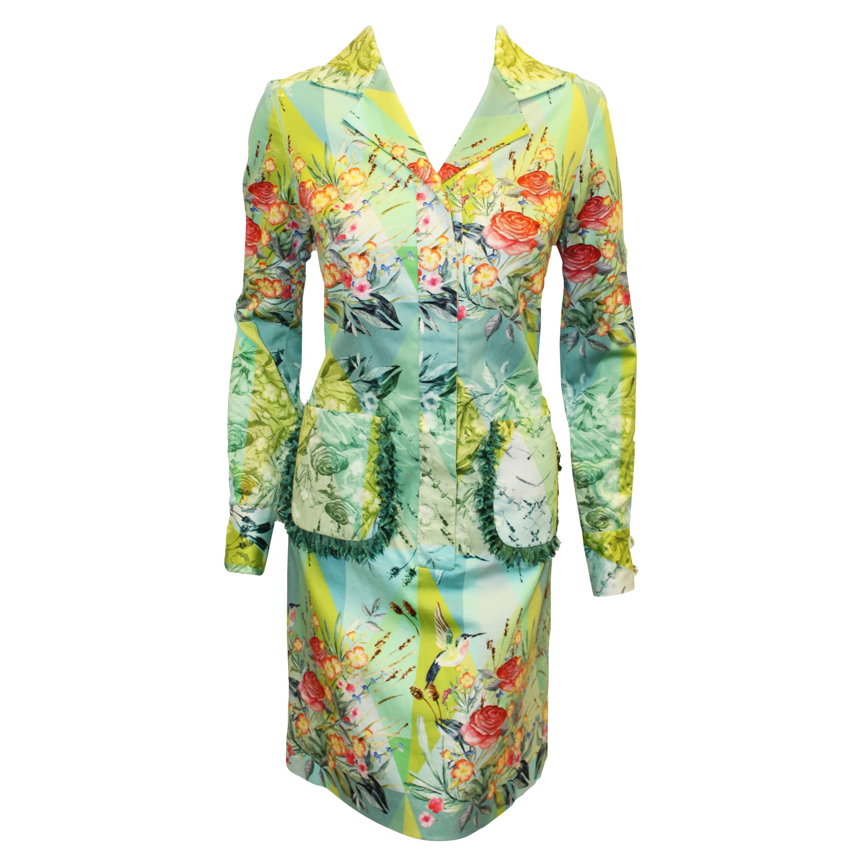 Paola Quadretti Multi Color Floral Long Sleeve Dress For Sale