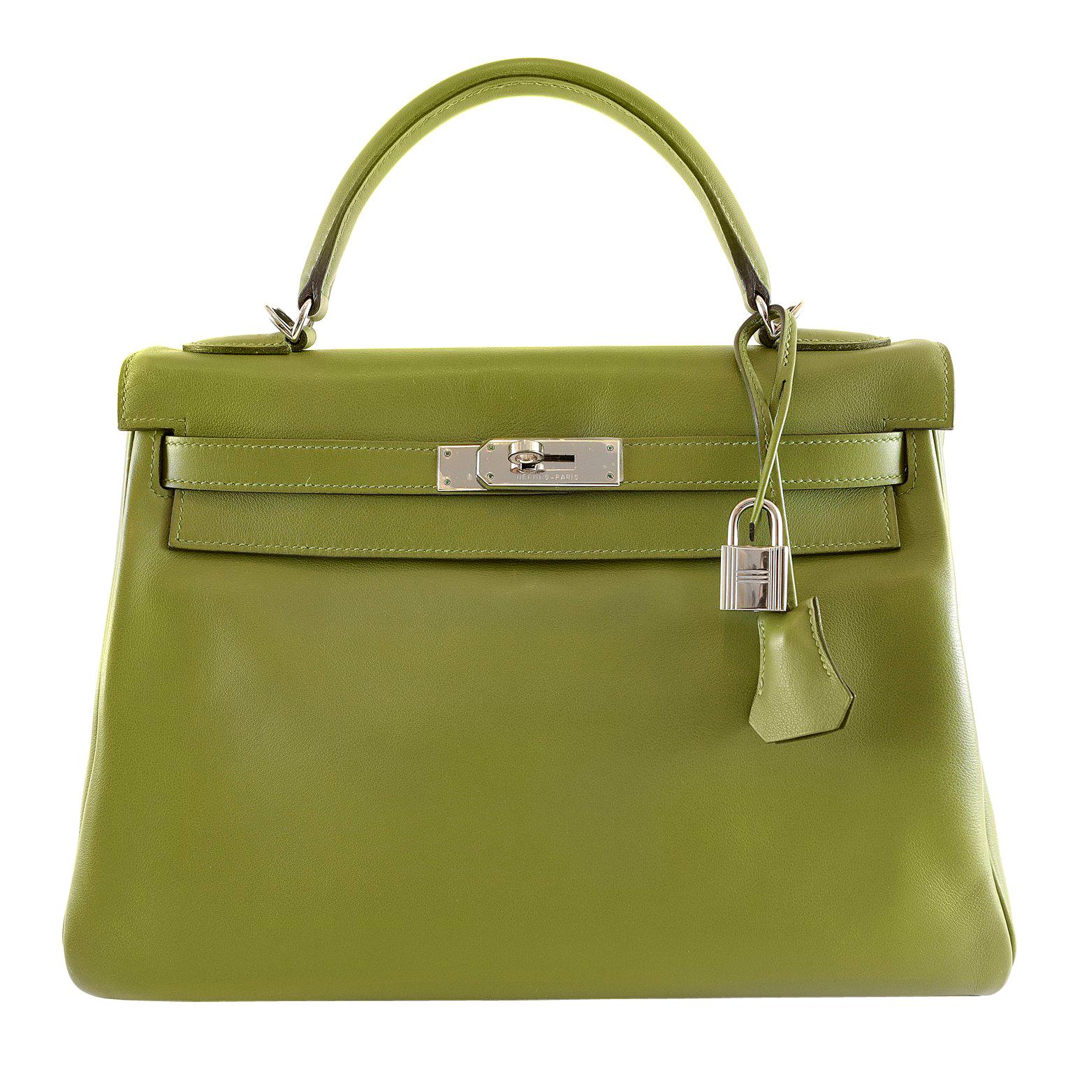 Hermès Vert Anis Swift Leather 32 cm Kelly Bag