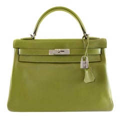 Hermès Vert Anis Swift Leder 32 cm Kelly Bag