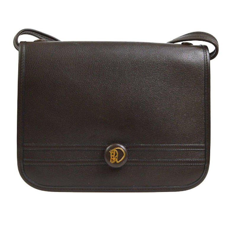 Hermes Brown Leather Gold Crossbody Carryall Shoulder Flap Bag For Sale at 1stDibs