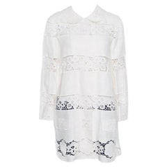 Dolce and Gabbana Off White Floral Embroidered Lace Insert Jacket L