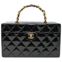 Chanel Patent Black Gold Hardware Beauty Train Case