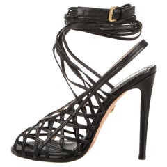 Emilio Pucci NEW Black Leather Strappy Evening Sandals Heels