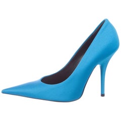 Balenciaga NEW Blue Satin Fabric Sock Evening Heels Pumps in Box