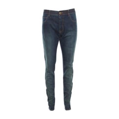 Chanel Indigo Dark Wash Faded Effect Denim Ankle Zip Detail Jeans L