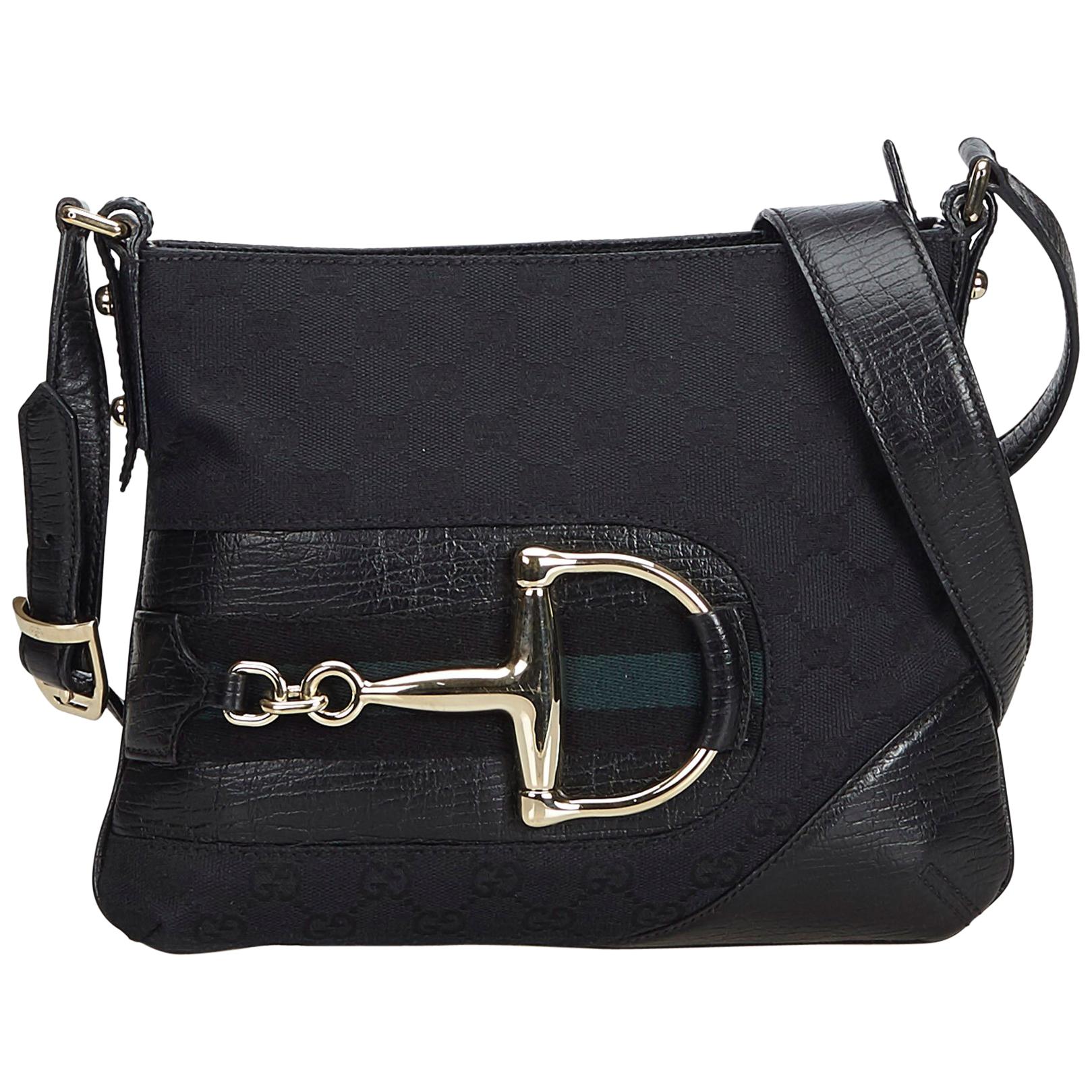 Gucci Black GG Canvas Hasler Crossbody Bag at 1stDibs