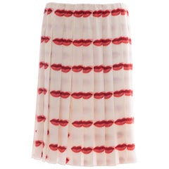 Prada Runway Silk Pleated Lip Print Skirt, Spring 2000