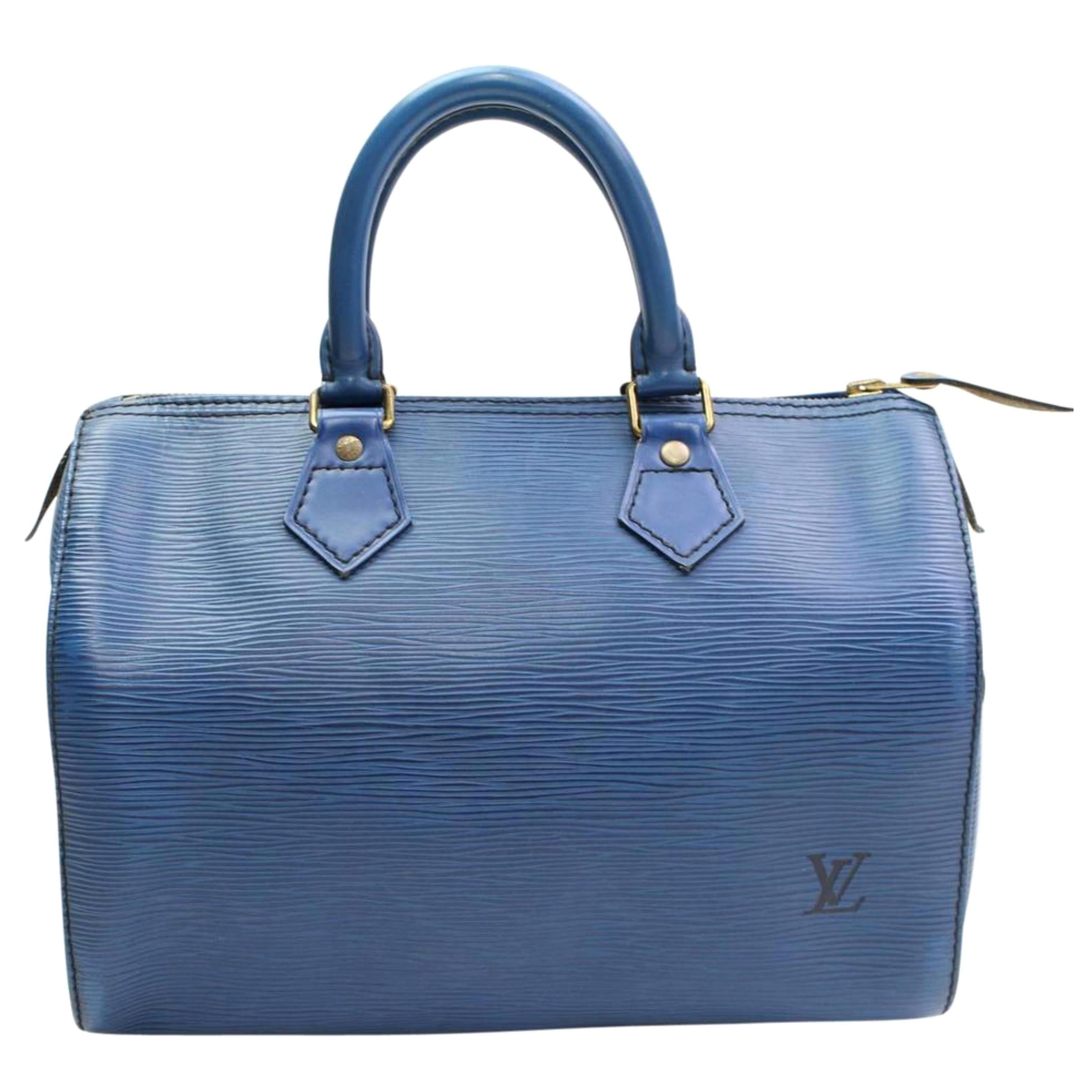 Louis Vuitton Speedy Epi 25 868003 Blue Leather Satchel For Sale