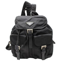 Prada Double Tessuto Pocket 867836 Black Nylon Backpack