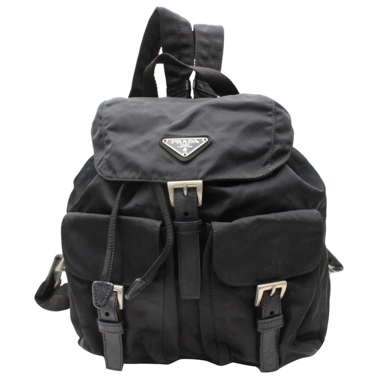 Prada Double Tessuto Pocket 867836 Black Nylon Backpack For Sale at 1stDibs