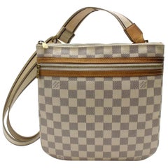 Vintage Louis Vuitton Bosphore Damier Azur 868625 White Coated Canvas Cross Body Bag