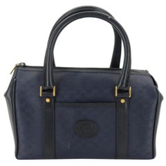 Gucci Boston Monogram Bicolor 867506 Navy Blue Coated Canvas Satchel