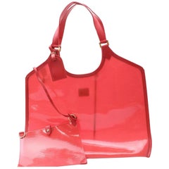 Louis Vuitton Plage Clear Epi Baia with Pouch 868669 Red Vinyl Tote