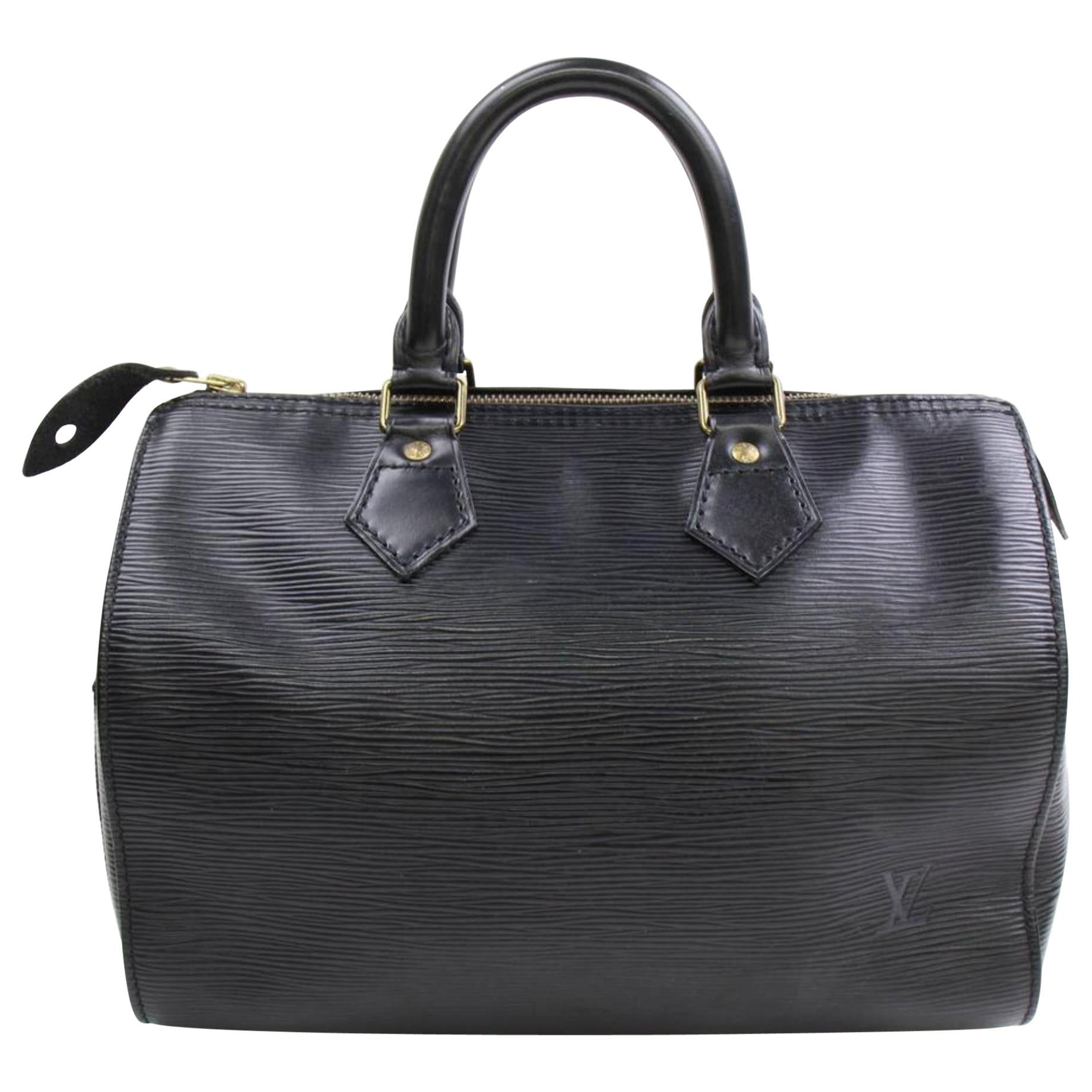 Louis Vuitton Speedy Noir 25 868360 Black Leather Satchel For Sale