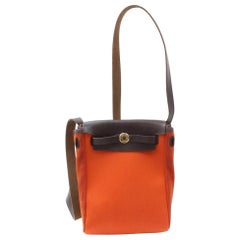 Vintage Hermès Herbag Toile Mini Pm 869488 Orange Canvas Cross Body Bag