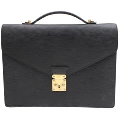 Louis Vuitton Porte Noir Documents Bandouliere 868459 Black Leather Laptop Bag