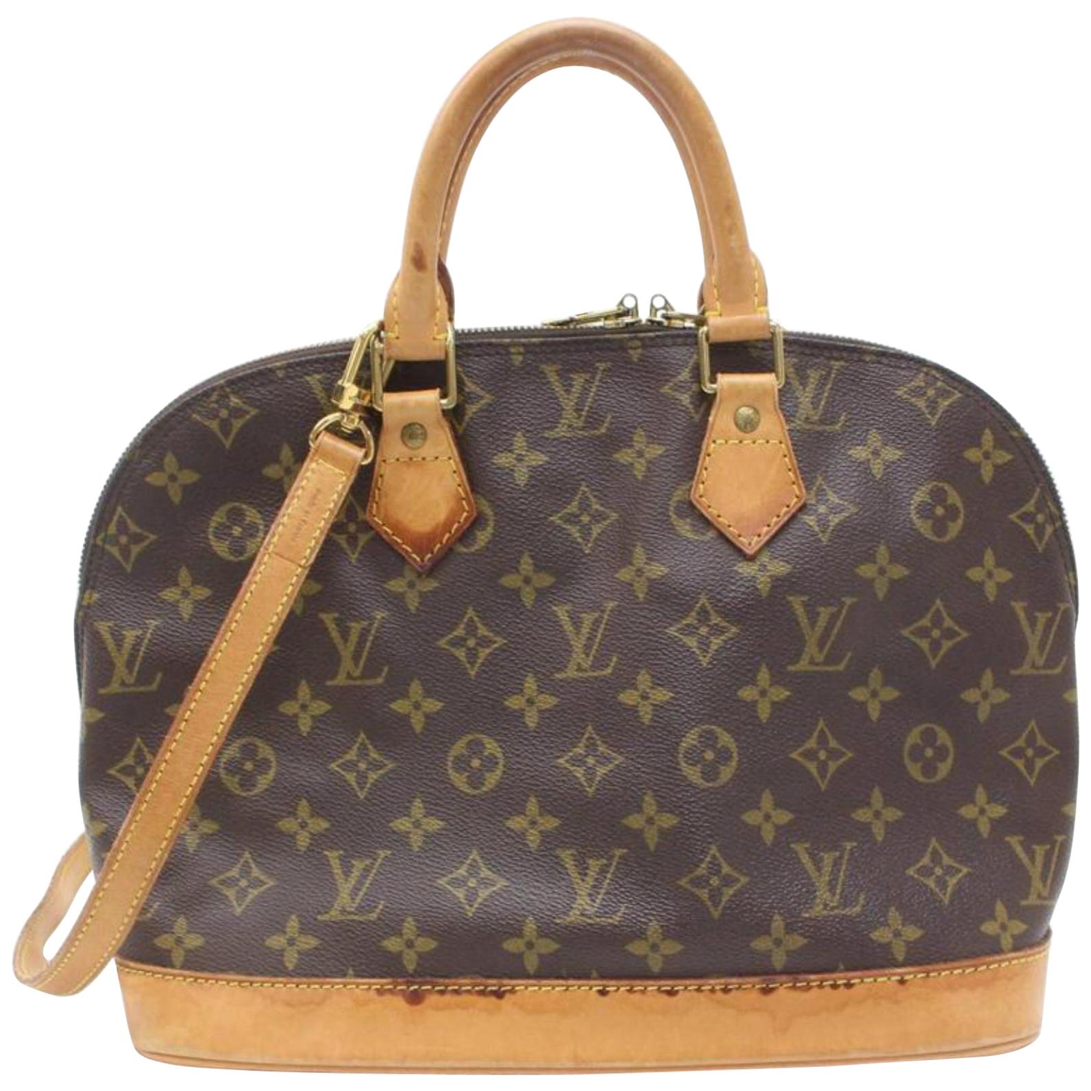 Louis Vuitton Alma Monogram with Strap 869415 Brown Coated Canvas Shoulder Bag For Sale