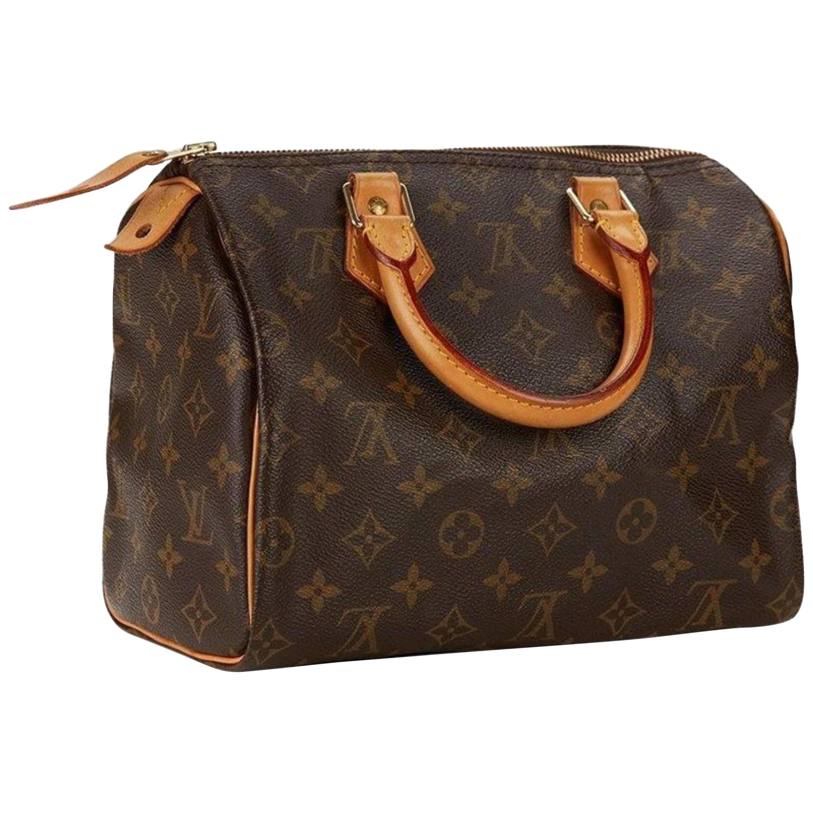 Louis Vuitton Speedy Monogram 25 Small Boston 869387 Brown Coated Canvas Satchel For Sale