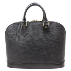 Vintage Louis Vuitton Alma Noir Pm Bowler 869271 Black Leather Satchel