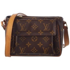 Vintage Louis Vuitton Monogram Vivacite Pm 869074 Brown Coated Canvas Cross Body Bag