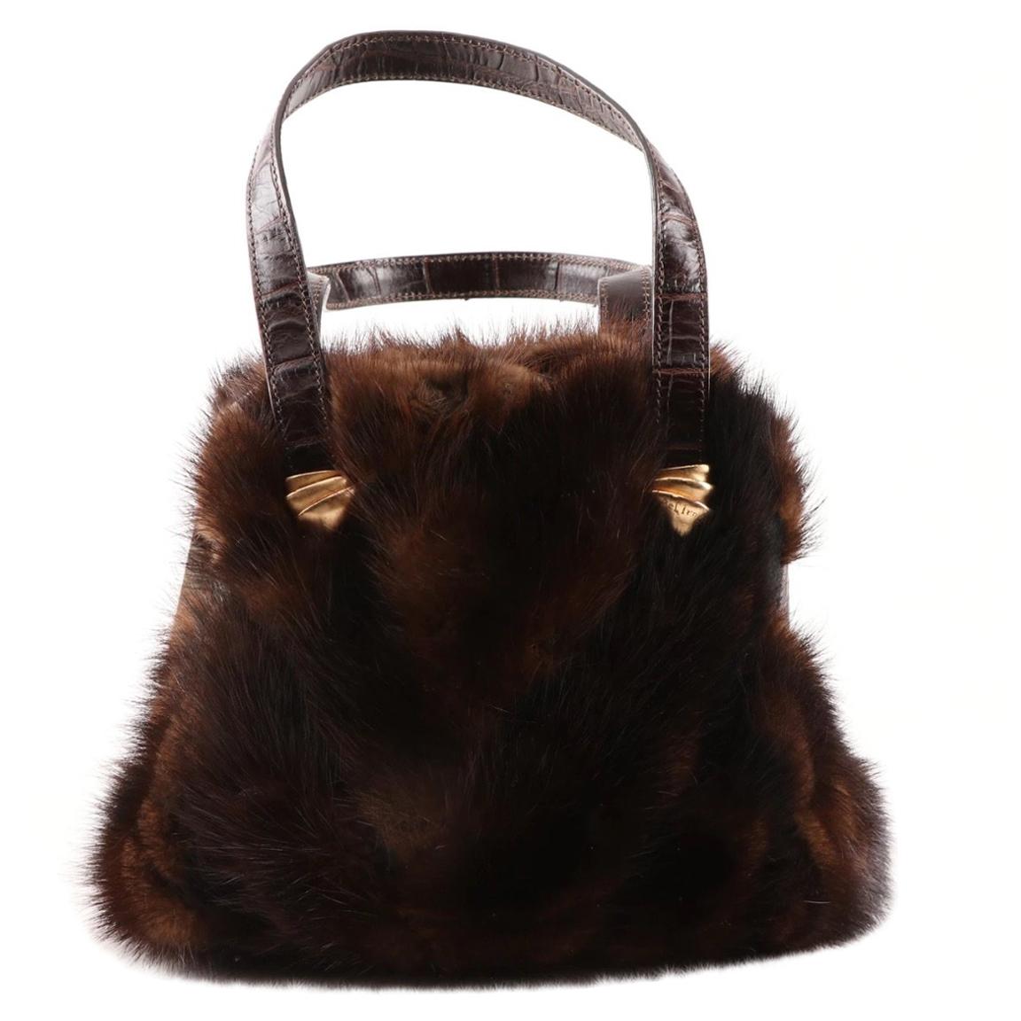 Real Mink Fur Goldplate Frame Handbag-Italian- Lungo del Firenze-Valentino style For Sale