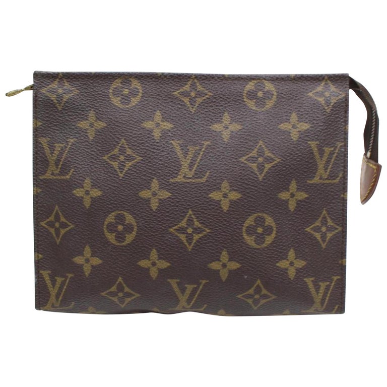 Louis Vuitton Brown Poche Monogram Toiletry Pouch 19 Toilette 868136 Cosmetic Ba For Sale at 1stdibs