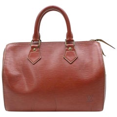 Used Louis Vuitton Speedy 25 868137 Brown Leather Satchel