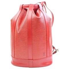 Vintage Louis Vuitton Randonnee Hobo Backpack 868621 Red Leather Shoulder Bag