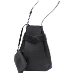 Louis Vuitton Sac D'epaule Noir with Pouch 868218 Black Leather Shoulder Bag