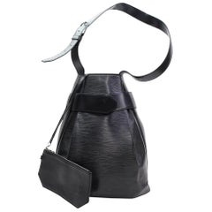 Vintage Louis Vuitton Sac D'epaule Noir with Pouch 868192 Black Leather Shoulder Bag
