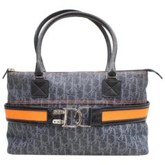 Dior Navy Monogram Oblique Signature Trotter Zip Tote 869535 Blue Canvas Satchel