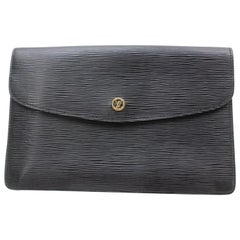 Louis Vuitton Montaigne Noir Envelope 869581 Black Leather Clutch