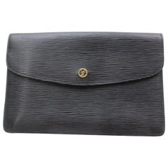 Louis Vuitton Montaigne Noir Envelope 869581 Black Leather Clutch