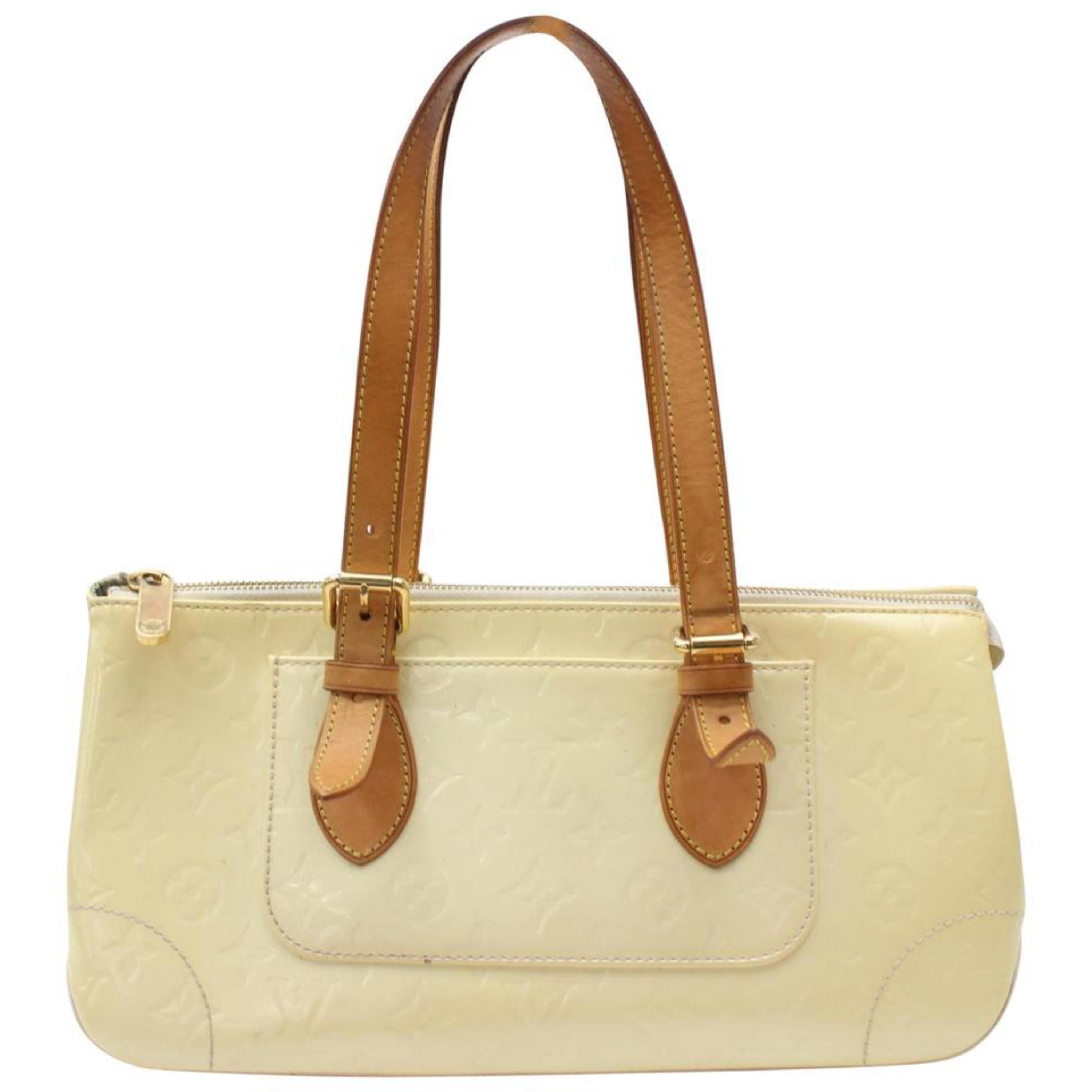 Louis Vuitton Rosewood Perle Monogram Vernis Avenue 869534 Ivory Patent Leather  For Sale