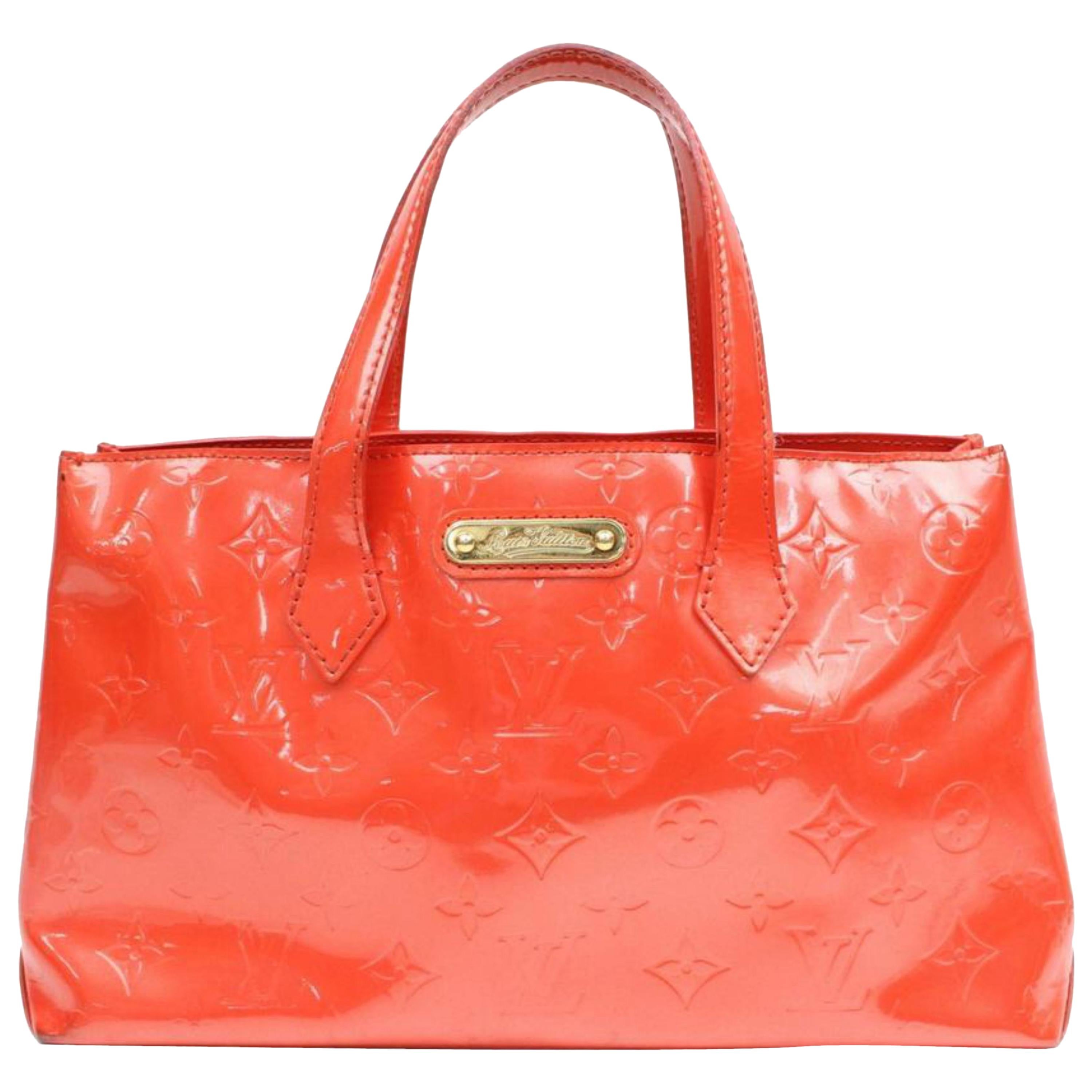 Louis Vuitton Wilshire Monogram Vernis Pm 869517 Red Patent Leather Tote For Sale