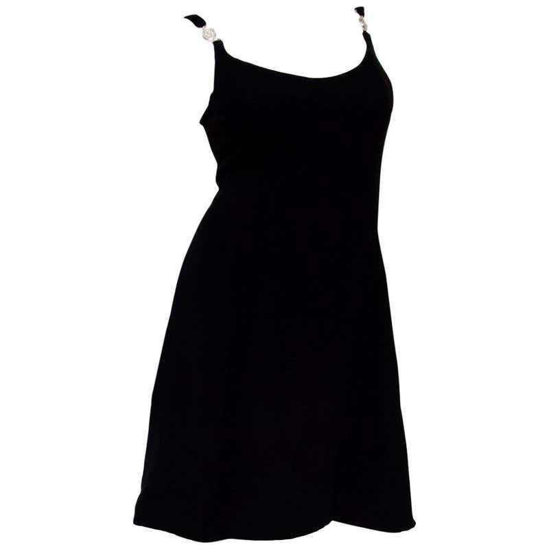 Early 1990s Gianni Versace Couture Little Black Dress w Medusa Buckle S ...