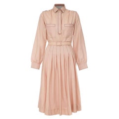 Vintage 1970s Early Label Bluemarine Pale Pink Silk Feel Shirt Dress