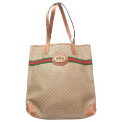 Gucci Monogram Sherry Interlock Web Large Shopper 869409 Brown Coated Canvas Tot